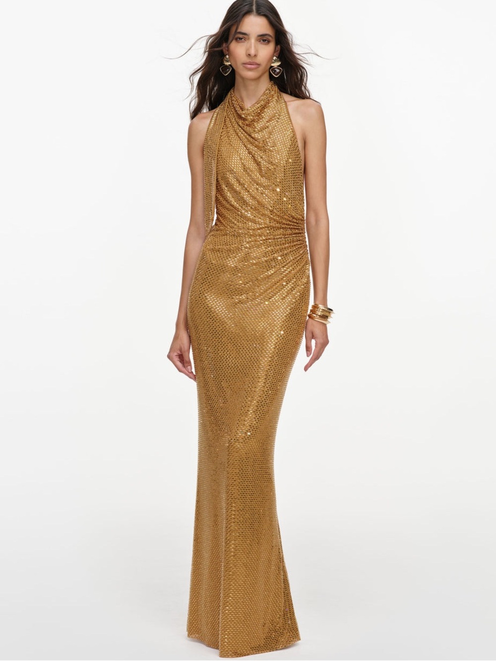 NWOT Self-Portrait rhinestone halter maxi dress - Picture 6 of 7